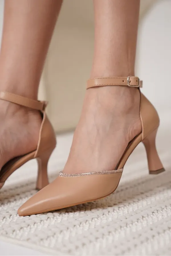 Taşlı Kadın Nude Topuklu Ayakkabı TR12MS02D