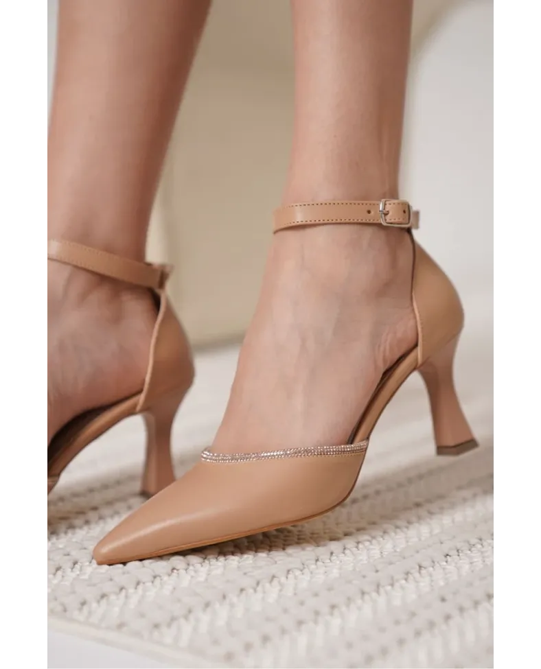 Taşlı Kadın Nude Topuklu Ayakkabı TR12MS02D