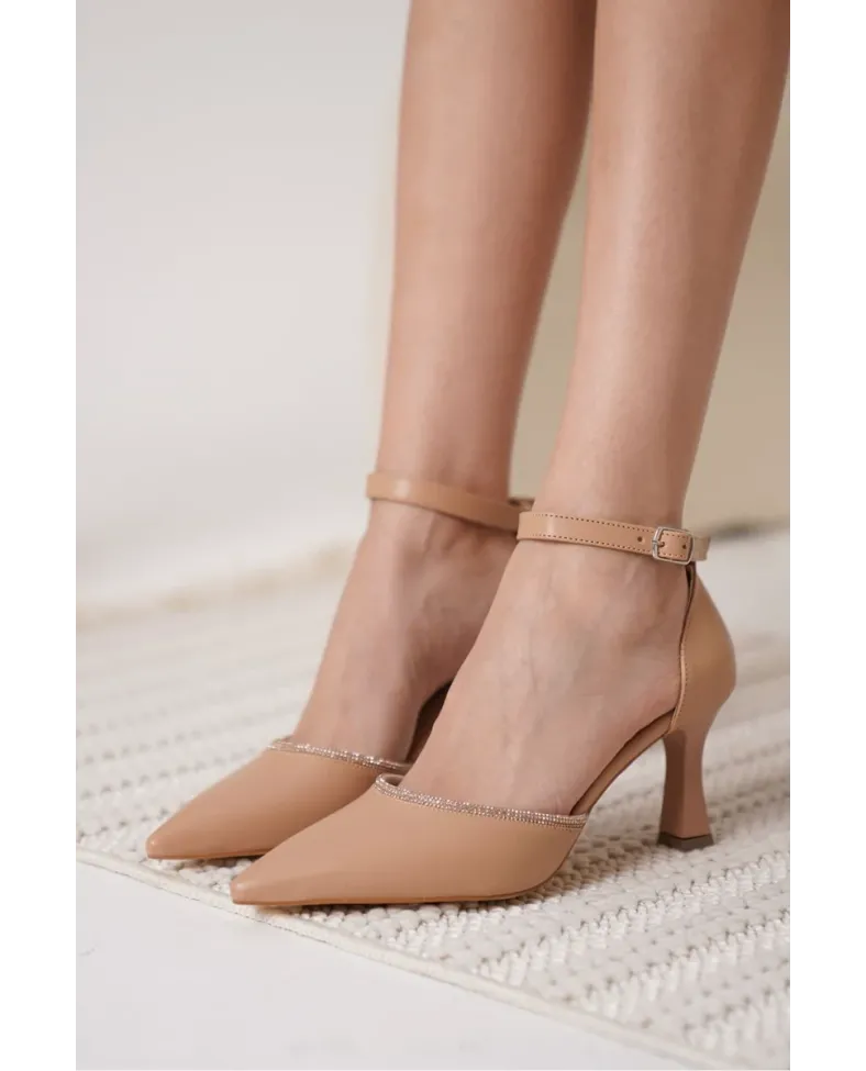 Taşlı Kadın Nude Topuklu Ayakkabı TR12MS02D