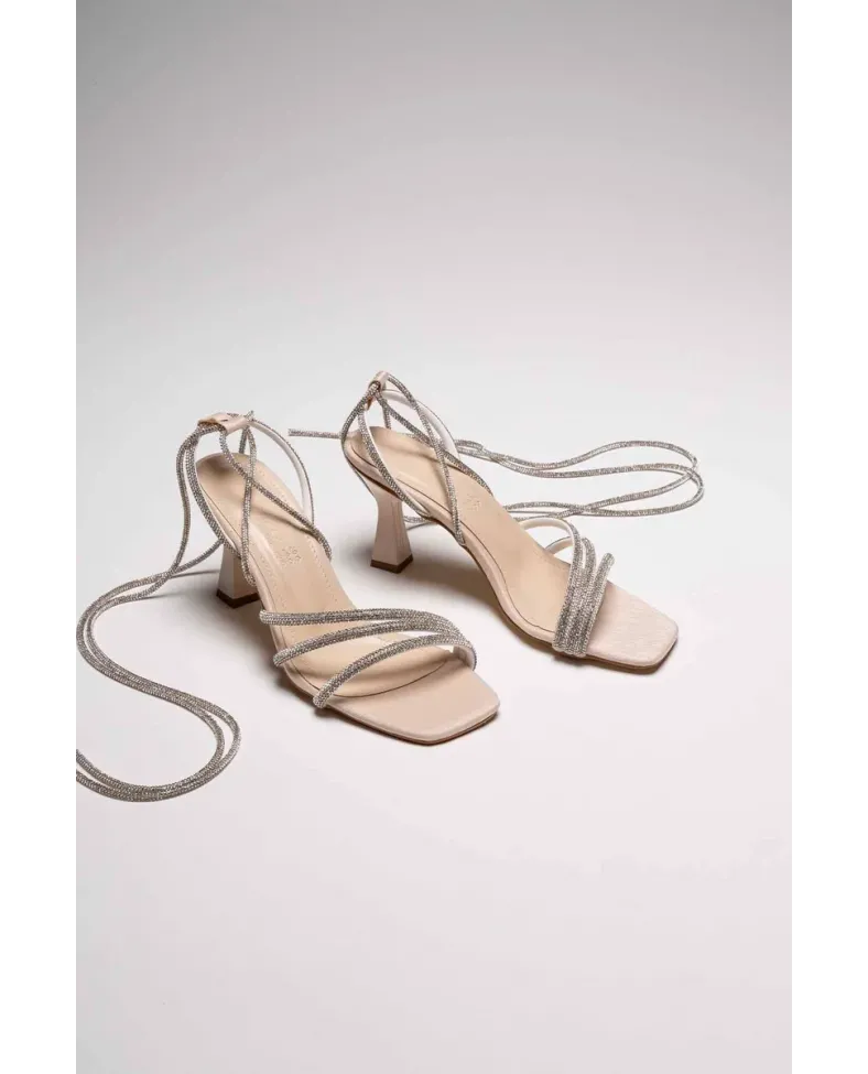 Bej Taşlı Kadın Topuklu Sandalet TR25MY02C