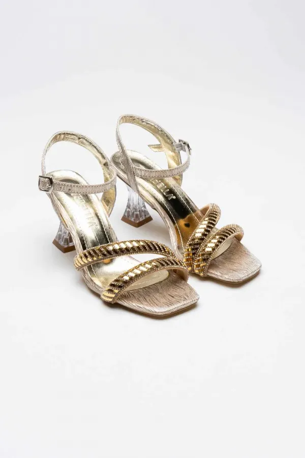 Altın Taşlı Kadın Topuklu Sandalet TR25MY05D