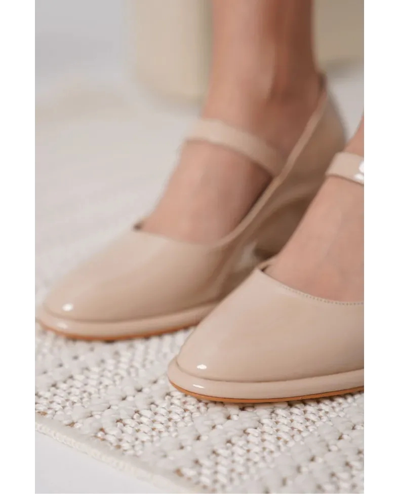 Nude Rugan Kadın Topuklu Ayakkabı TR18MS08B