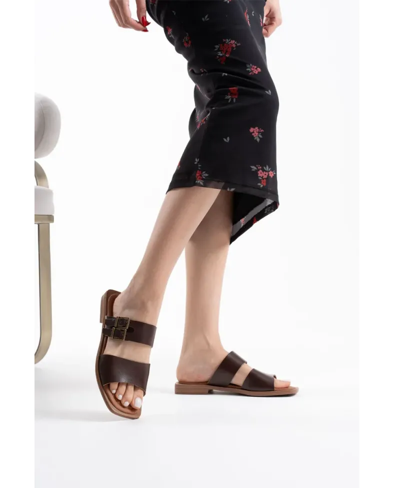 Acı Kahve Hakiki Deri Terlik TR31MY33D