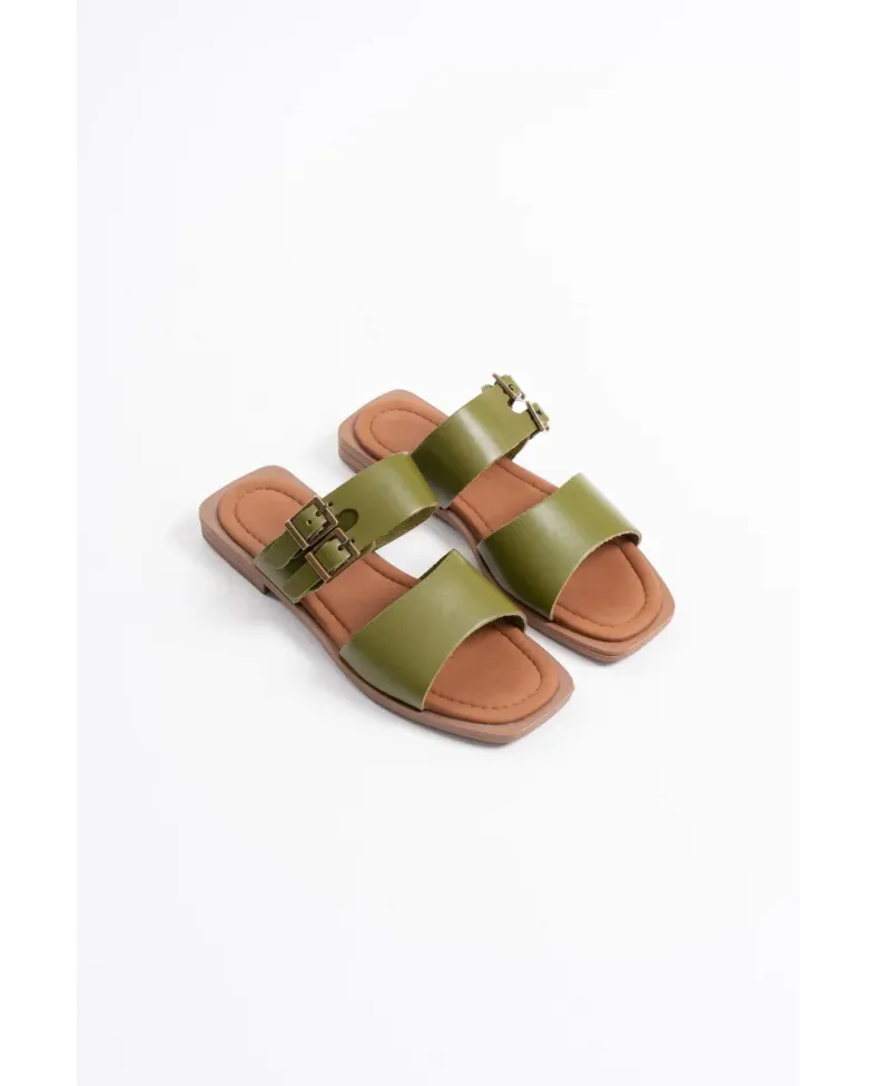 Haki Yeşili Hakiki Deri Terlik TR31MY33F