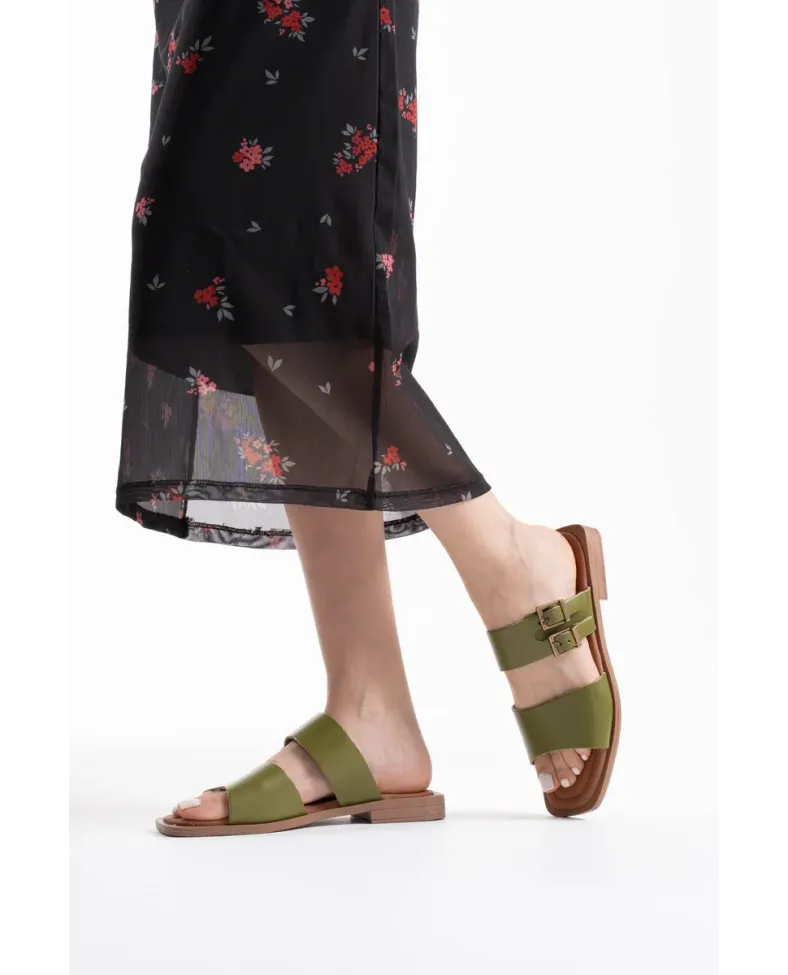 Haki Yeşili Hakiki Deri Terlik TR31MY33F