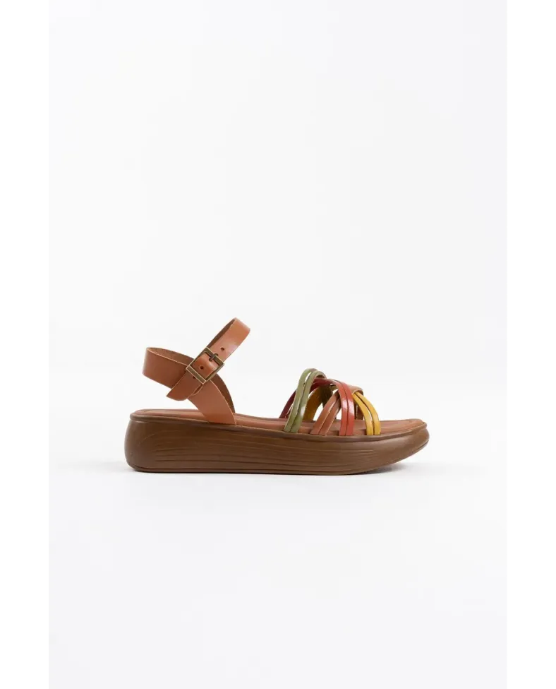 Çok Renkli Hakiki Deri Sandalet TR31MY56B