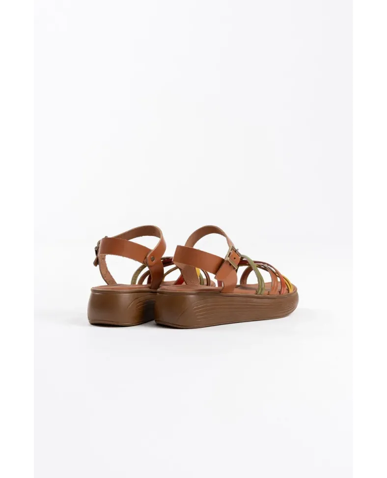 Çok Renkli Hakiki Deri Sandalet TR31MY56B