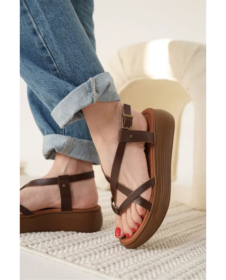 Acı Kahve Hakiki Deri Sandalet TR31MY60B