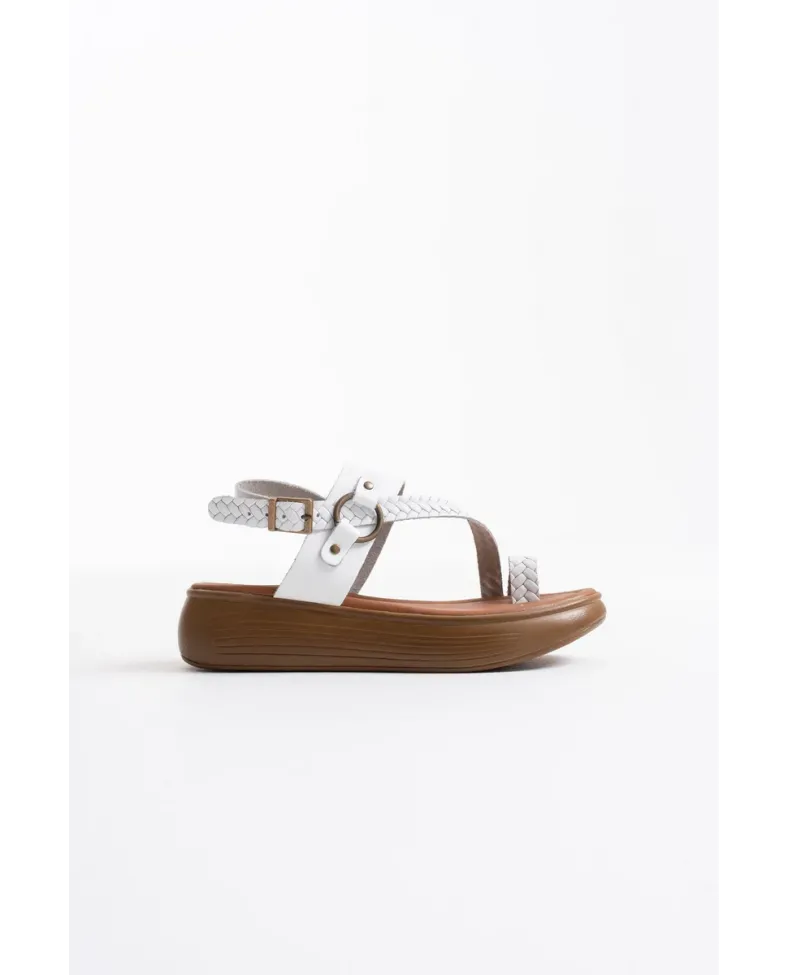 Beyaz Hakiki Deri Sandalet TR31MY64B