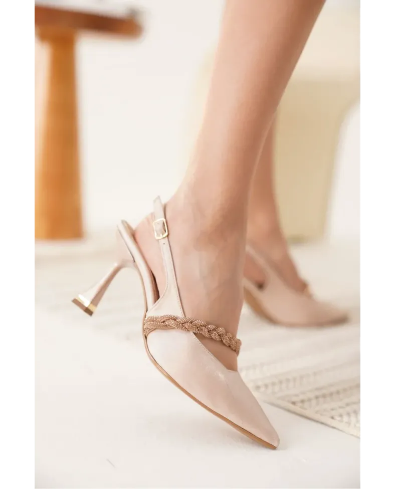 Bej Kadın Topuklu Ayakkabı TR08MS36B