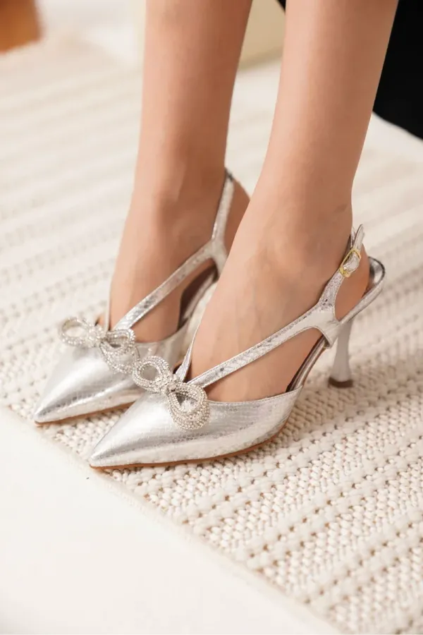 Kadın Gümüş Topuklu Ayakkabı TR08MS38C