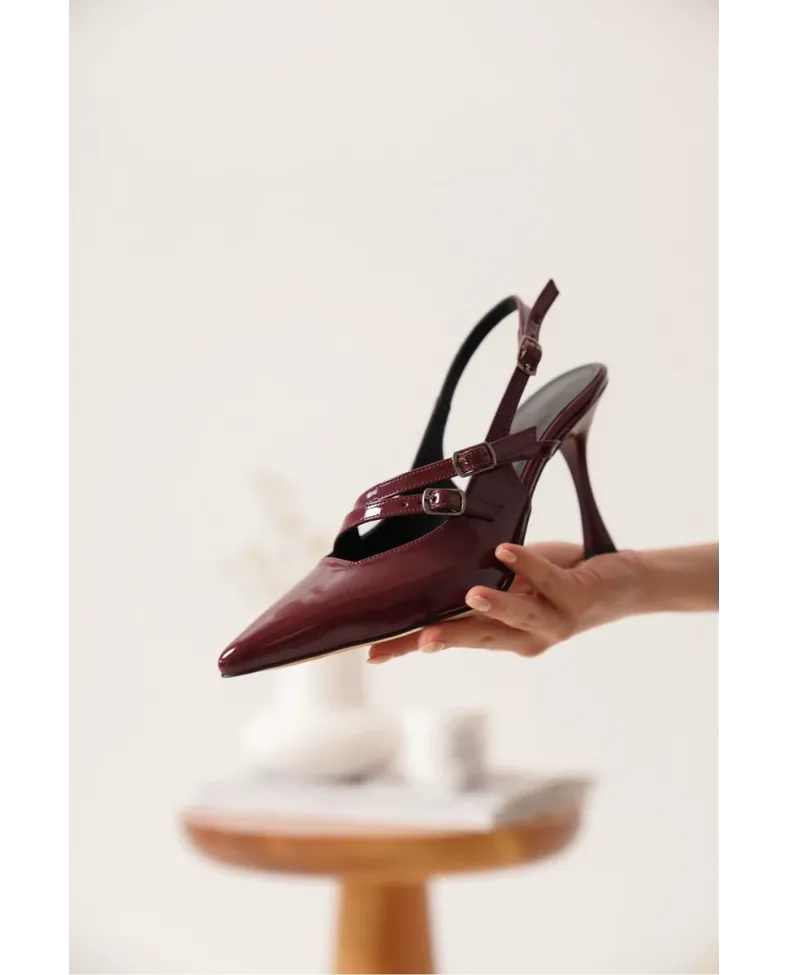 Kadın Bordo Rugan Topuklu Ayakkabı TR08MS39D