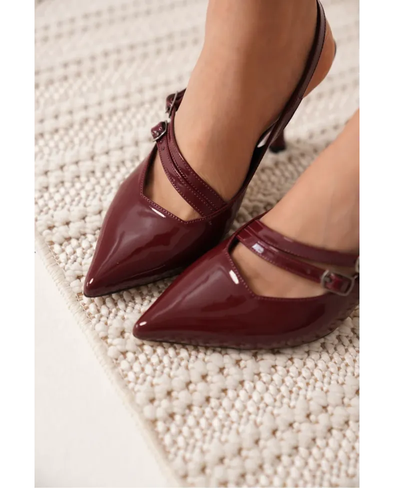 Kadın Bordo Rugan Topuklu Ayakkabı TR08MS39D