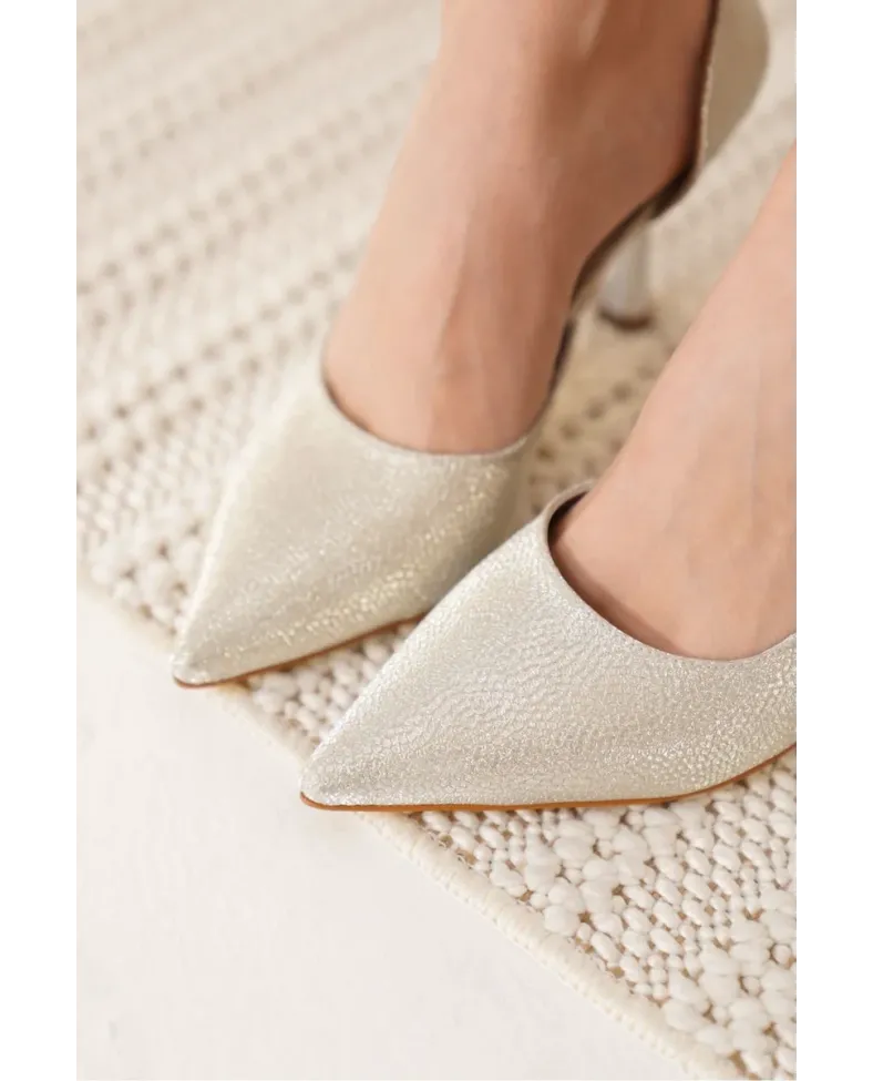 Kadın Gümüş Özel Malzeme Topuklu Ayakkabı TR08MS45F