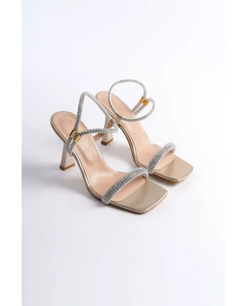 Altın Taşlı Kadın Topuklu Sandalet TR29MY03B