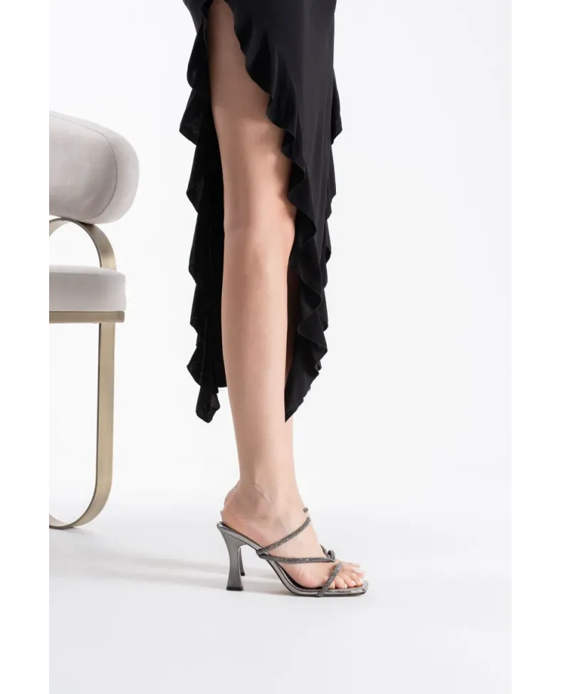 Platin Taşlı Topuklu Kadın Terlik TR20MY04E