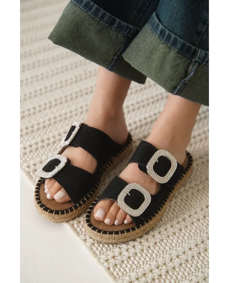 Süet Siyah Taşlı Kadın Terlik TR35MY05A