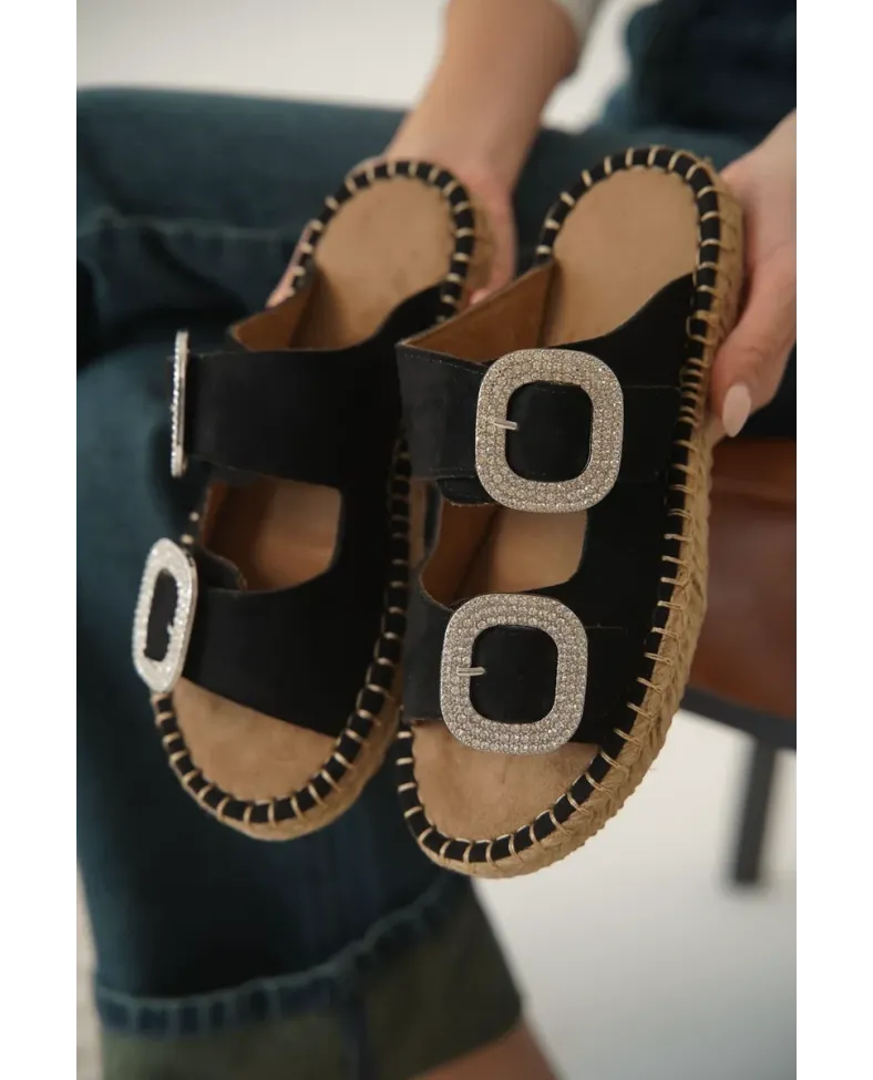 Süet Siyah Taşlı Kadın Terlik TR35MY05A