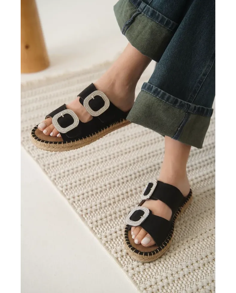 Süet Siyah Taşlı Kadın Terlik TR35MY05A