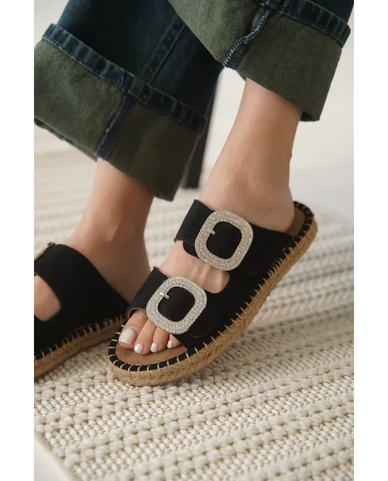 Süet Siyah Taşlı Kadın Terlik TR35MY05A