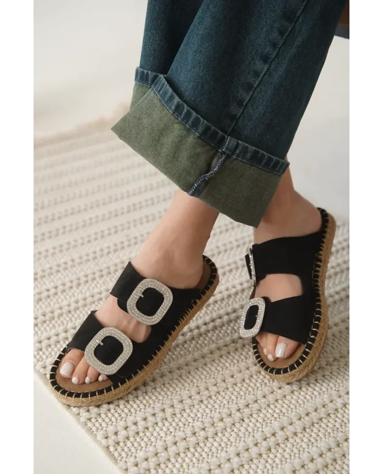 Süet Siyah Taşlı Kadın Terlik TR35MY05A