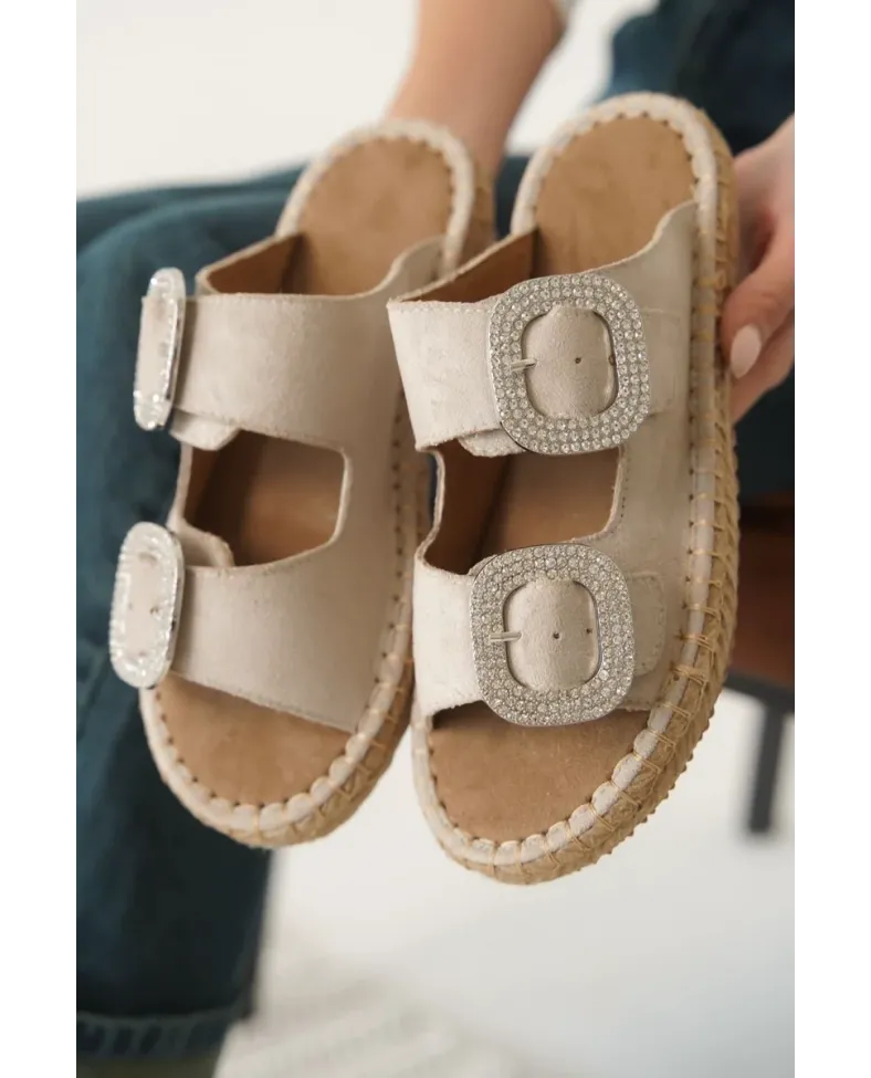 Süet Bej Taşlı Kadın Terlik TR35MY05B