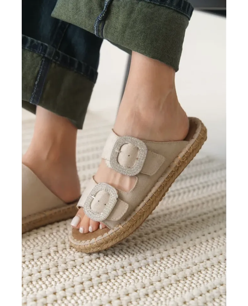 Süet Bej Taşlı Kadın Terlik TR35MY05B