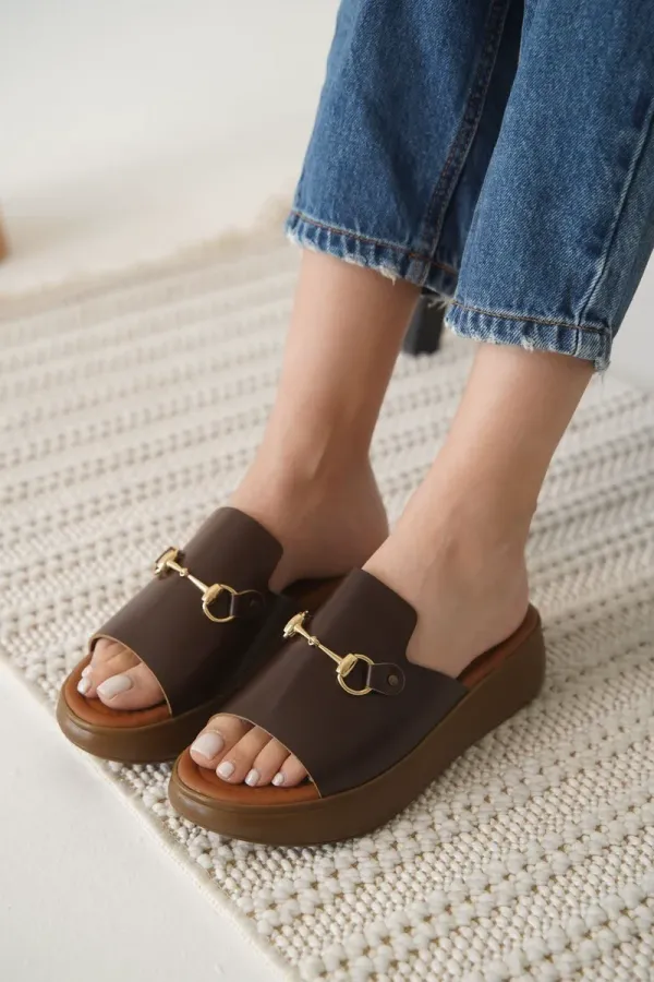 Acı Kahve Hakiki Deri Terlik TR31MY62E