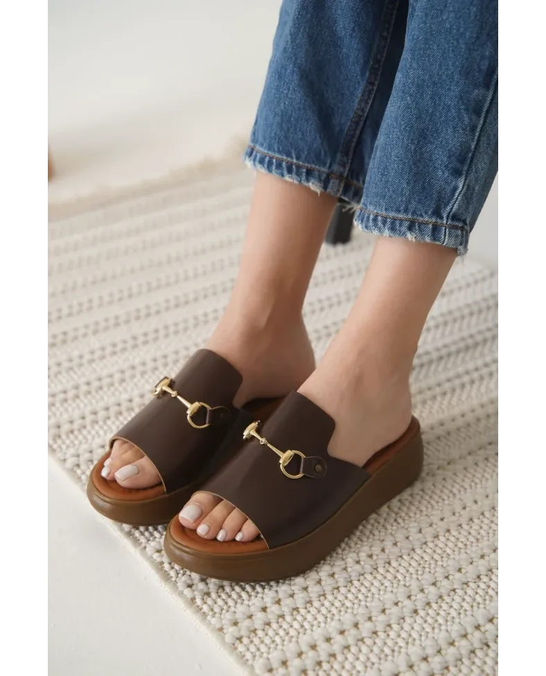 Acı Kahve Hakiki Deri Terlik TR31MY62E