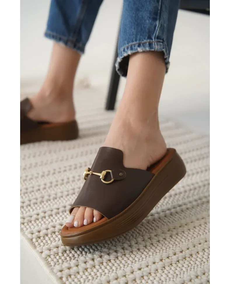 Acı Kahve Hakiki Deri Terlik TR31MY62E