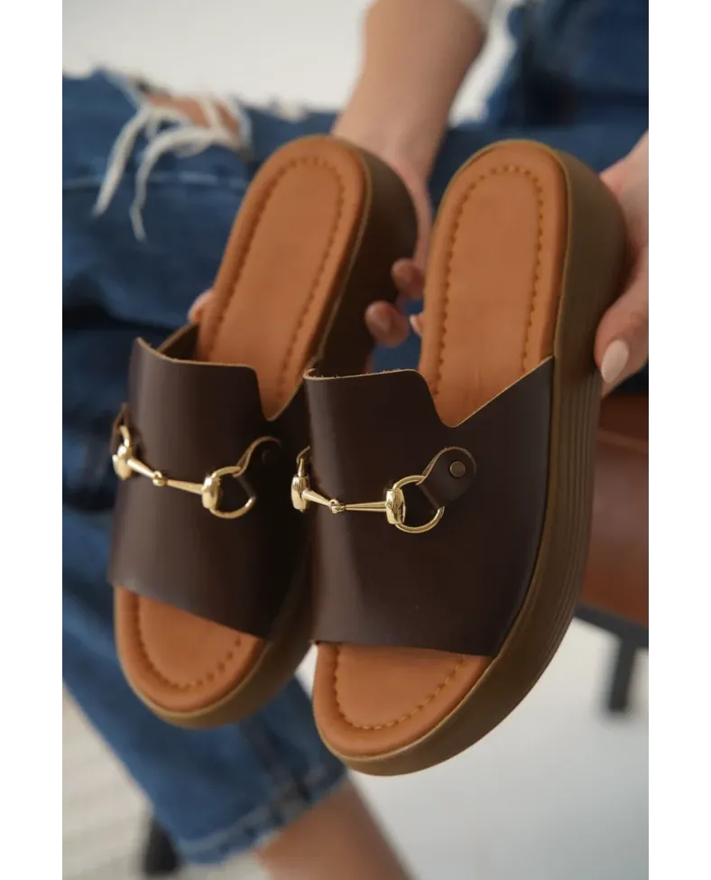 Acı Kahve Hakiki Deri Terlik TR31MY62E