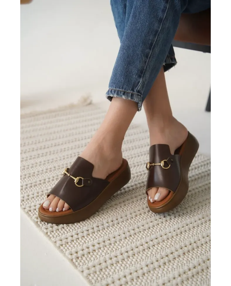 Acı Kahve Hakiki Deri Terlik TR31MY62E