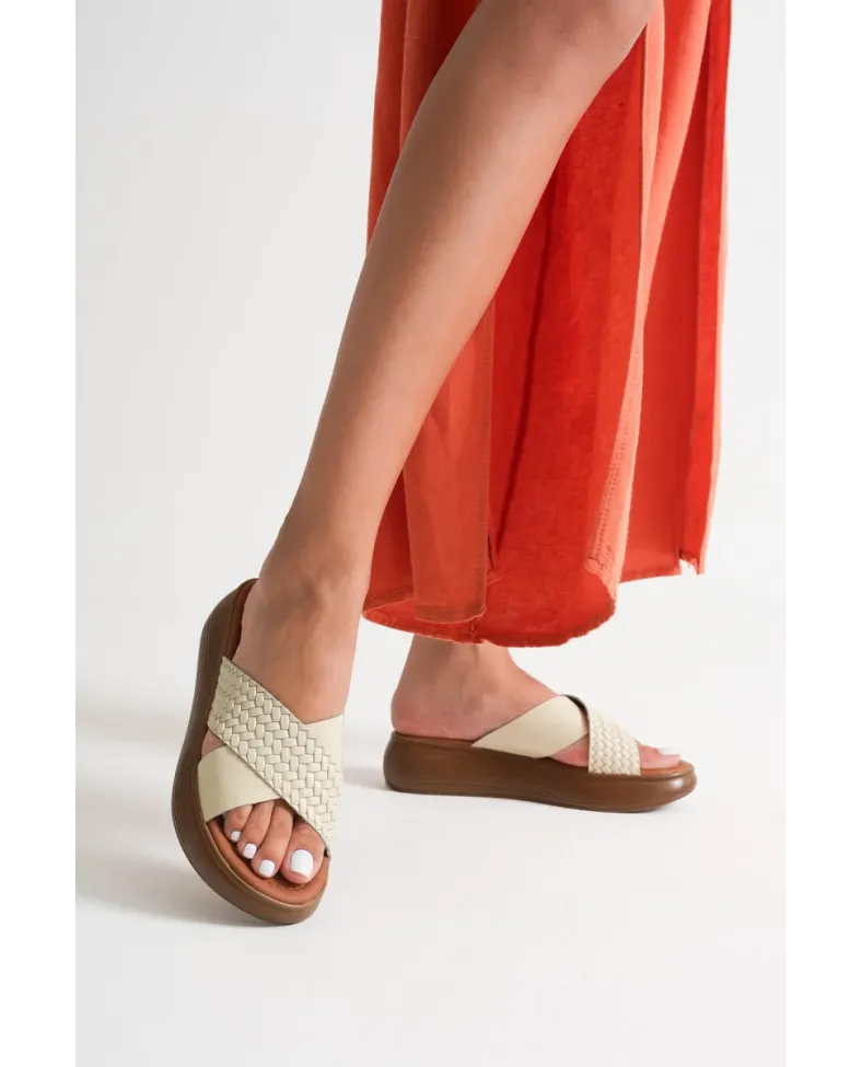 Bej Hakiki Deri Terlik TR31MY53H