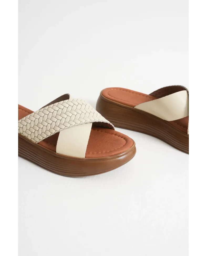 Bej Hakiki Deri Terlik TR31MY53H