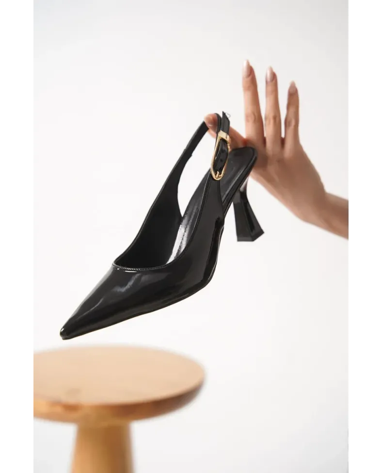 Kadın Siyah Rugan Topuklu Ayakkabı TR20MS01A