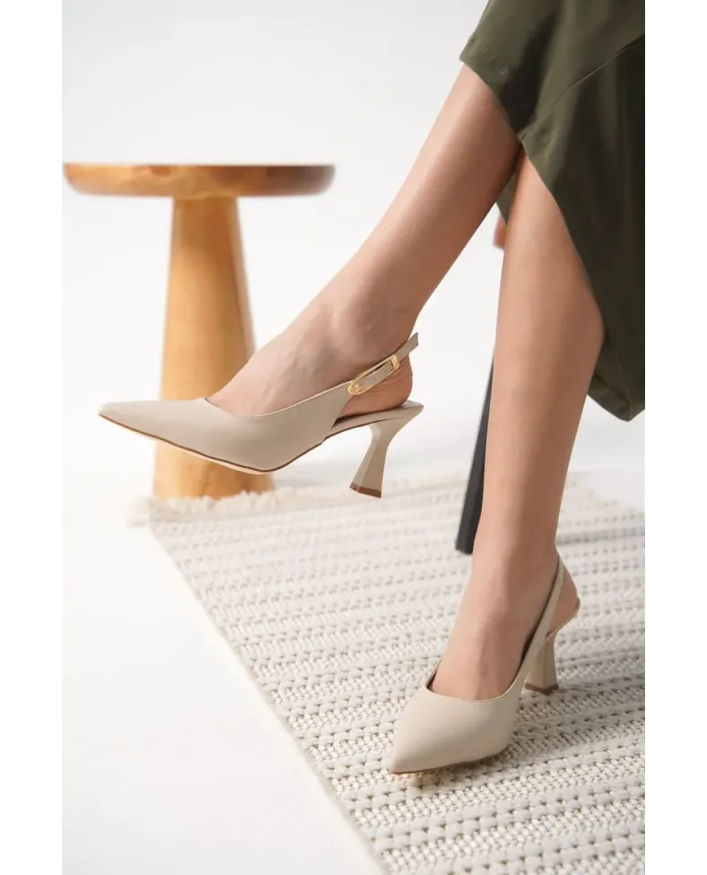 Kadın Mat Bej Topuklu Ayakkabı TR20MS01E