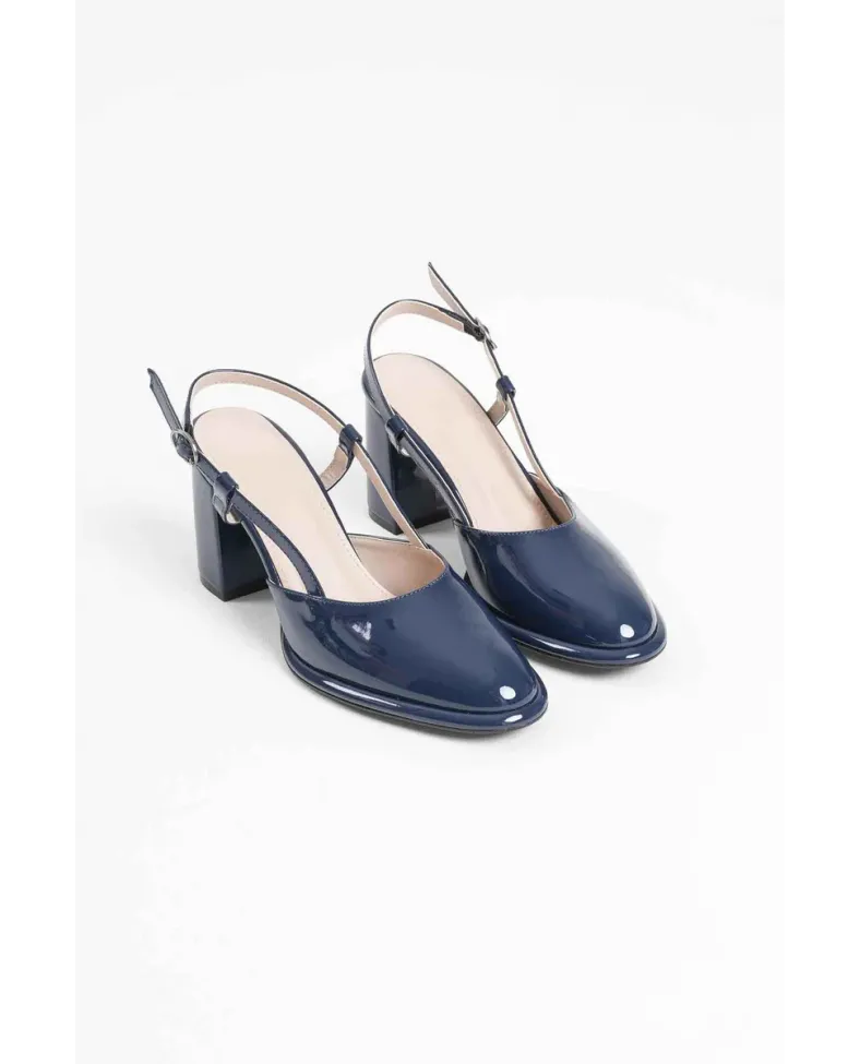 Lacivert Rugan Kadın Topuklu Ayakkabı TR18MS18C