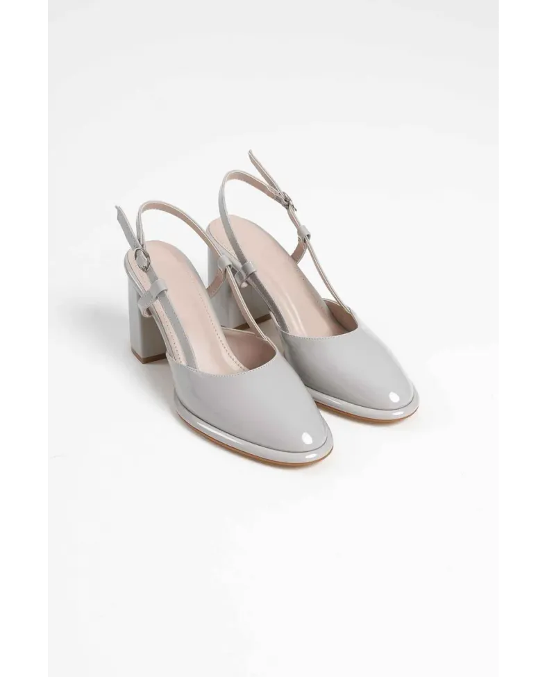 Gri Rugan Kadın Topuklu Ayakkabı TR18MS18D