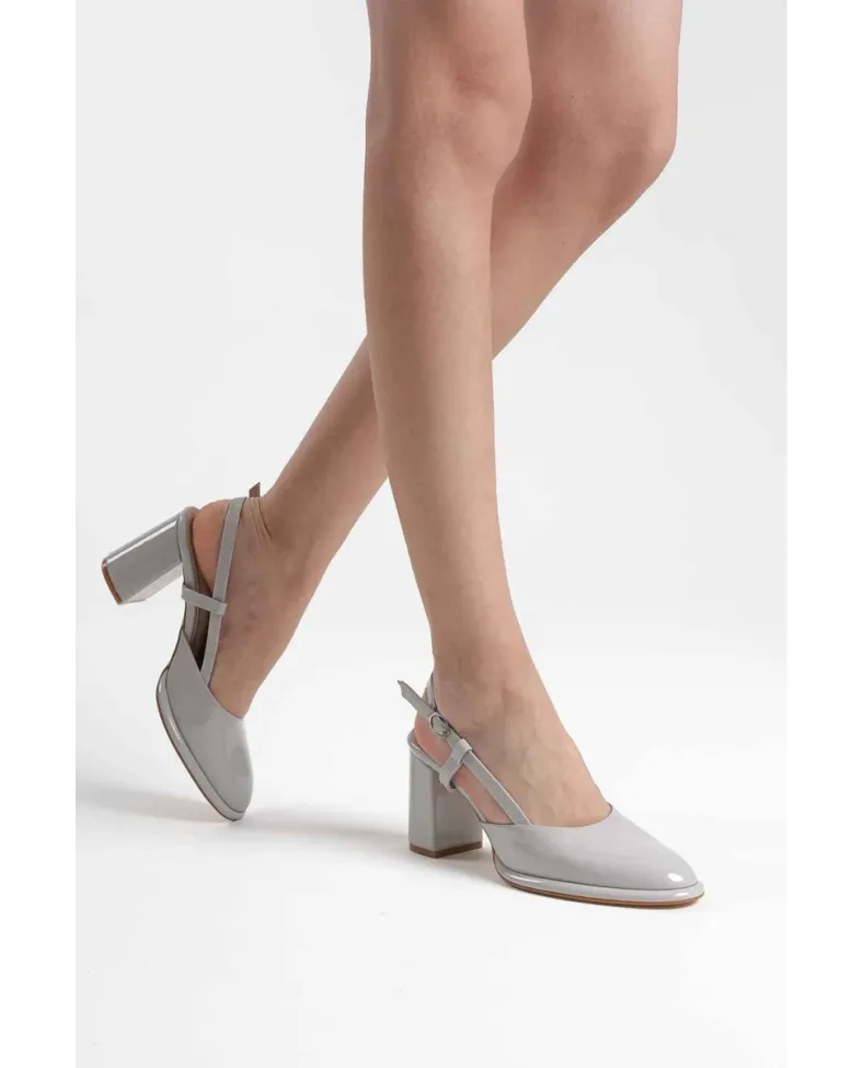 Gri Rugan Kadın Topuklu Ayakkabı TR18MS18D