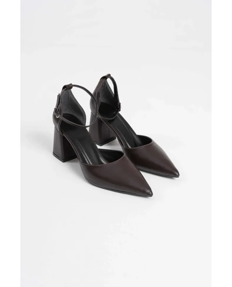 Acı Kahve Cilt Kadın Topuklu Ayakkabı TR08MS11F