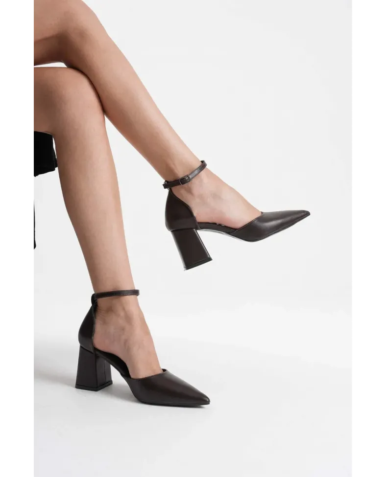 Acı Kahve Cilt Kadın Topuklu Ayakkabı TR08MS11F