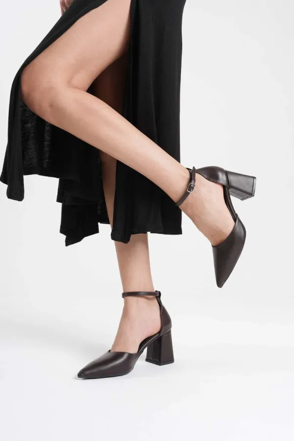 Acı Kahve Cilt Kadın Topuklu Ayakkabı TR08MS11F