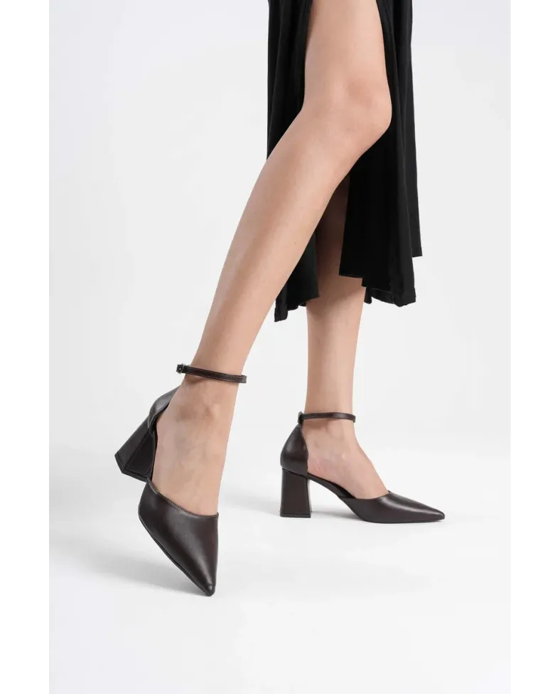 Acı Kahve Cilt Kadın Topuklu Ayakkabı TR08MS11F