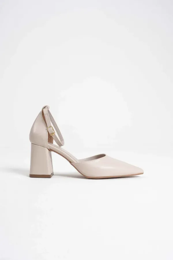 Bej Cilt Kadın Topuklu Ayakkabı TR08MS11G
