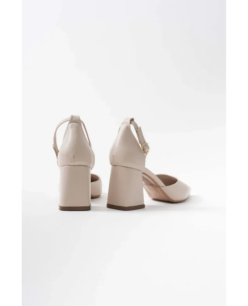 Bej Cilt Kadın Topuklu Ayakkabı TR08MS11G
