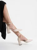 Bej Cilt Kadın Topuklu Ayakkabı TR08MS11G
