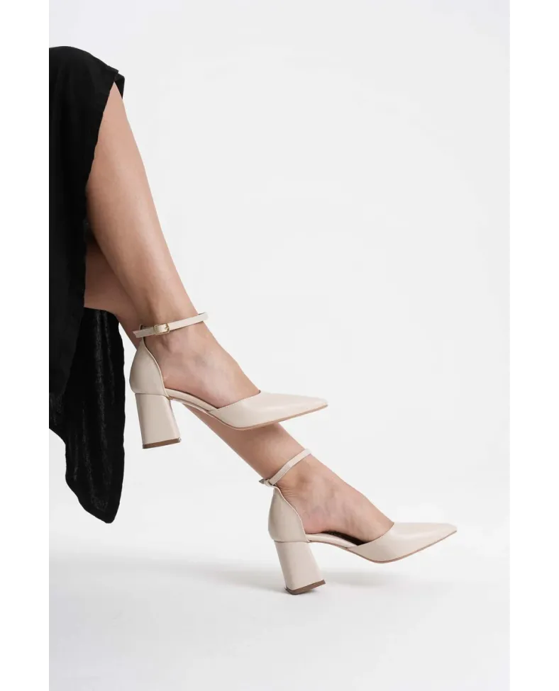 Bej Cilt Kadın Topuklu Ayakkabı TR08MS11G