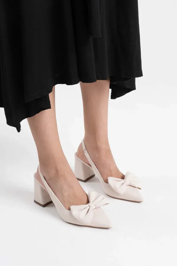 Bej Kadın Topuklu Ayakkabı TR08MS15B