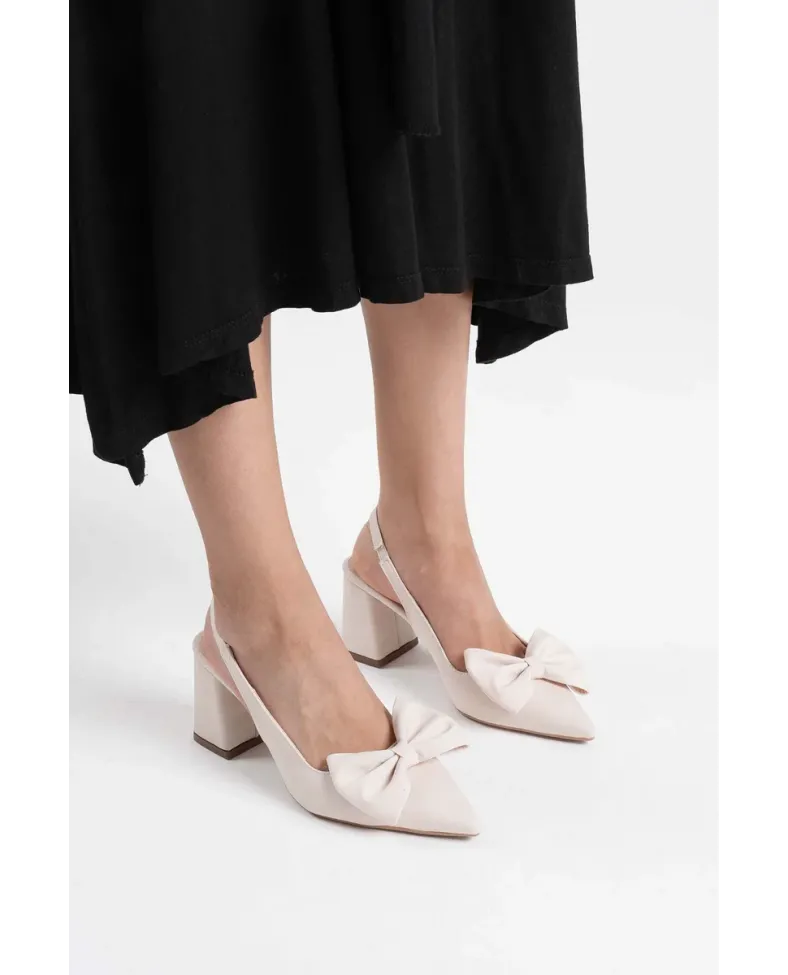 Bej Kadın Topuklu Ayakkabı TR08MS15B