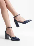 Lacivert Rugan Kadın Topuklu Ayakkabı TR18MS04C